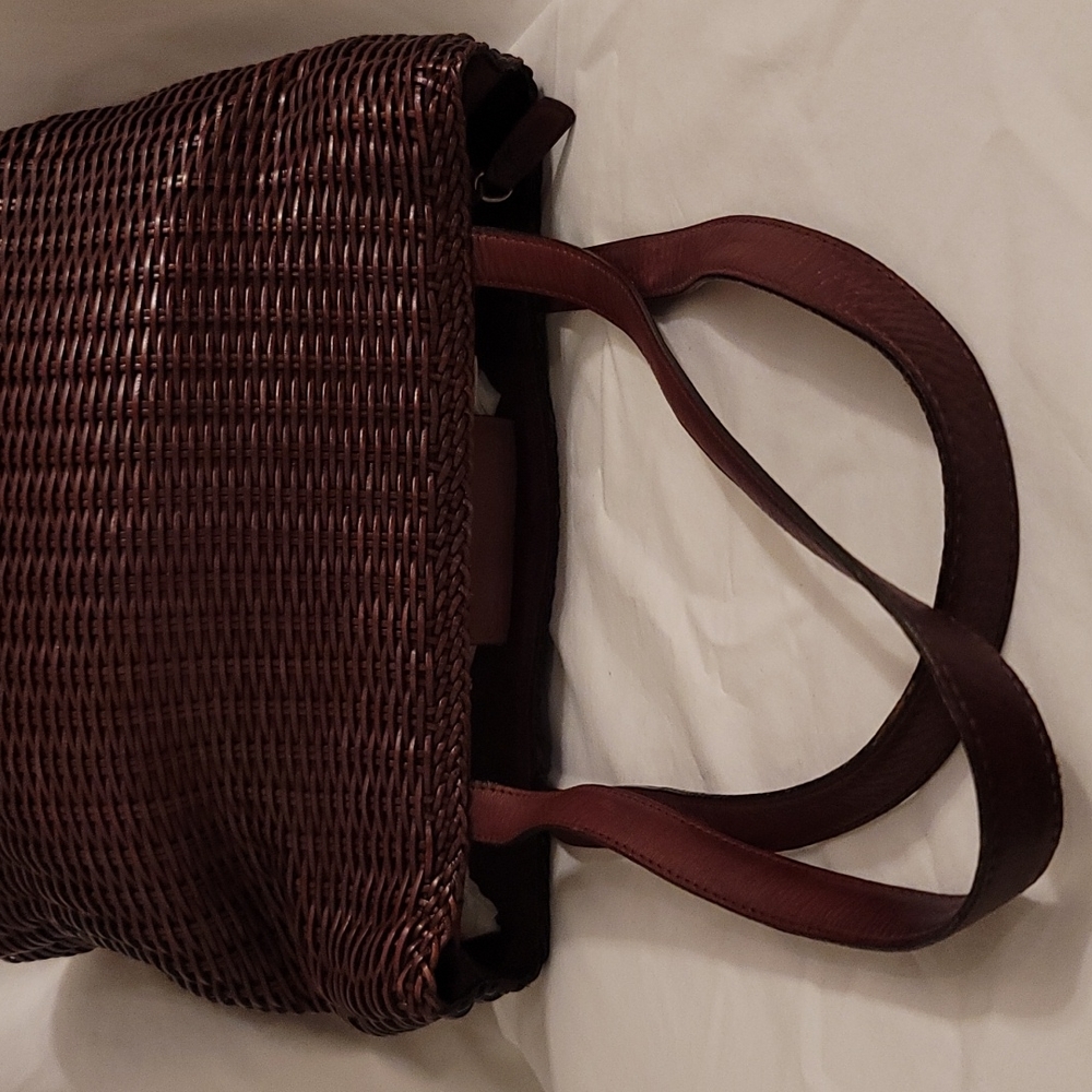 Fossil Vintage Basket Weave Leather Shoulder Bag Gem